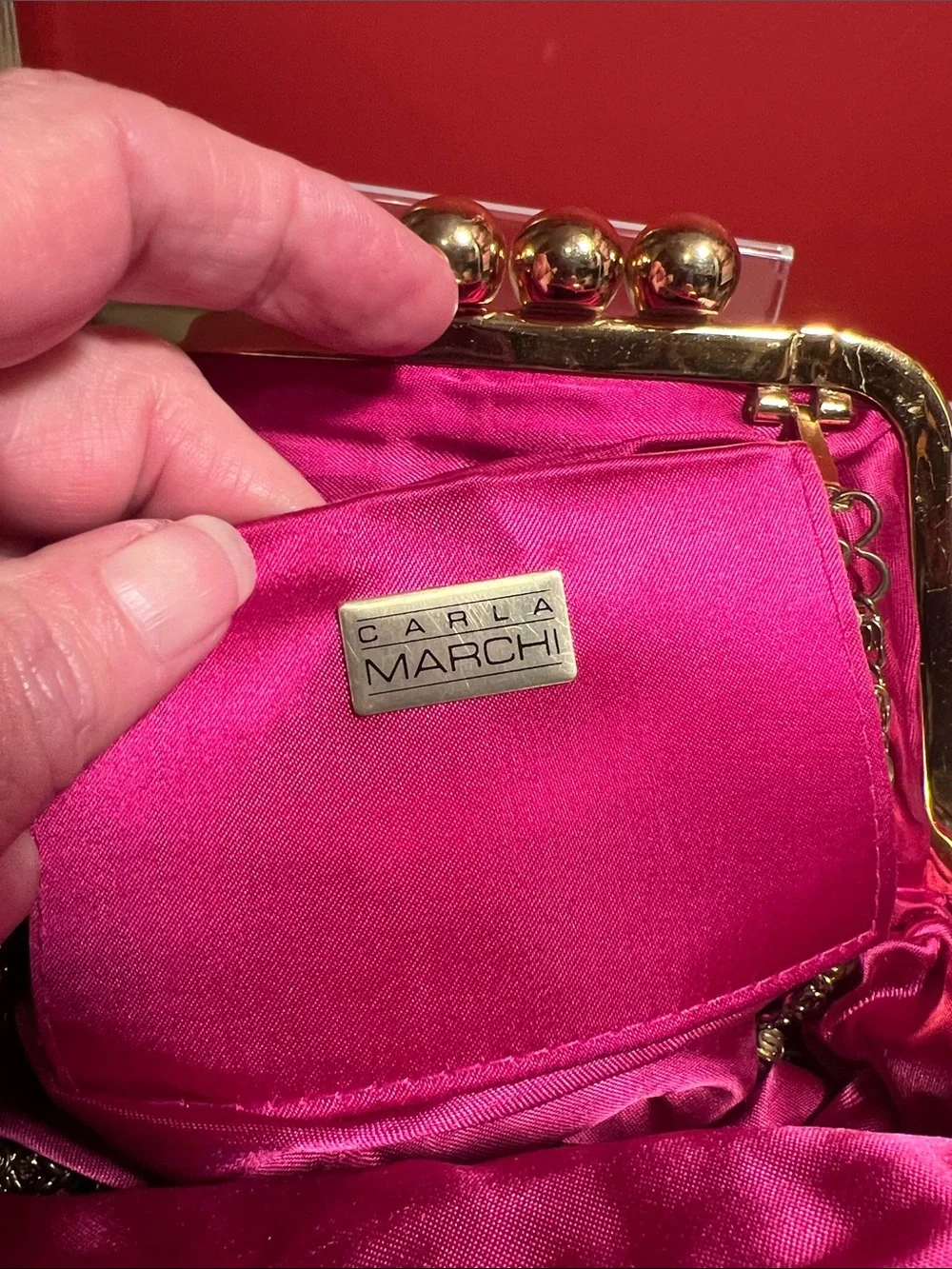 Hot Pink Pleated Clasp Evening Clutch
